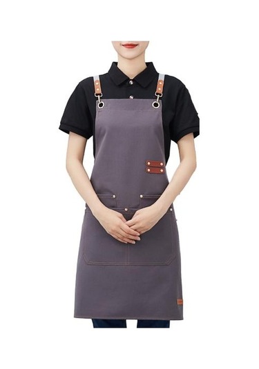 Gri Erkekler Kadınlar İçin Su Geçirmez Önlük Anti-yağ Paslanmaz Pişirme Önlüğü Garson Barbekü Mutfak Aksesuarları