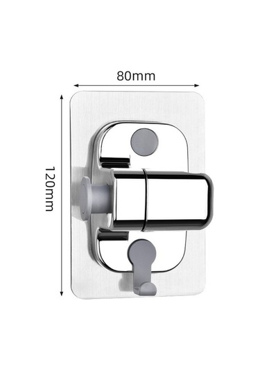 Primepickings Gümüş Duş Başlığı Tutucu Ayarlanabilir Duş Başlığı Braketi Duvara Monte Kendinden Yapışkan 2 Katlı Gri