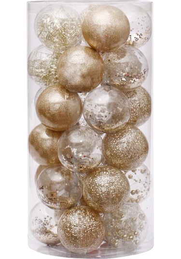 Sınır Ötesi Sıcak Noel Süsleri 6cm/30 Adet Pet Şeffaf Top Noel Topu Seti Noel Ağacı Kolye Gümüş