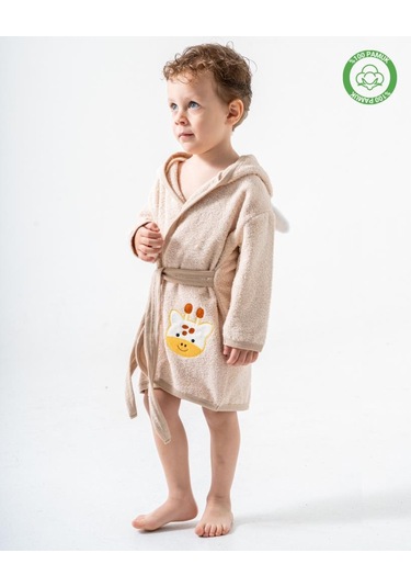 Zürafalı Bornoz Bej