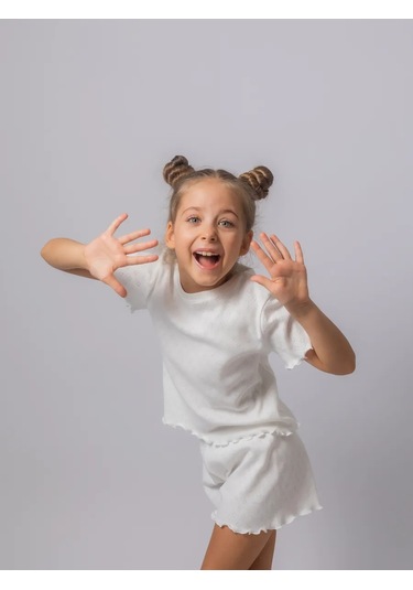 Sem Bur Çocuklar İçin Dantelli Pijama Takımı Şortlu 462072134 Beyaz