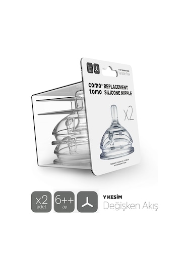 Comotomo Silikon 2’li Biberon Emziği – Değişken Akışlı (6+ Ay)