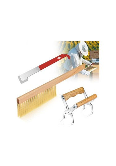 Pazly Suntek Ahşap Saplı Kovan Fırçası Arıcılık Aleti 3x Pm