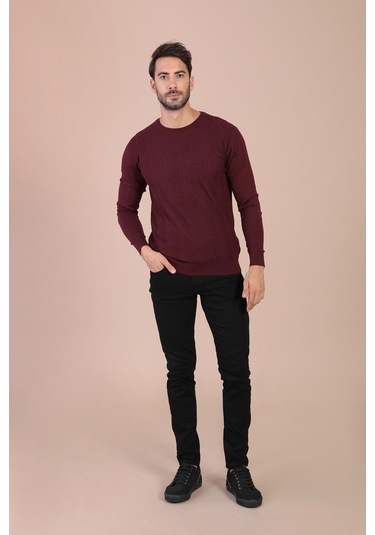 Ferraro Bisiklet Yaka Superfine Yün Kazak - Bordo Bordo (490434031) Bordo