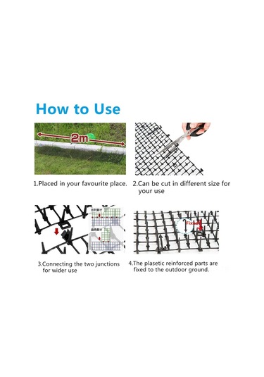 Monyee Kedi Köpek Engelleme Pp Ağı - Bahçe Bitki Koruması, Tırmanma Engeli - Siyah 200x28cm Tek Parça