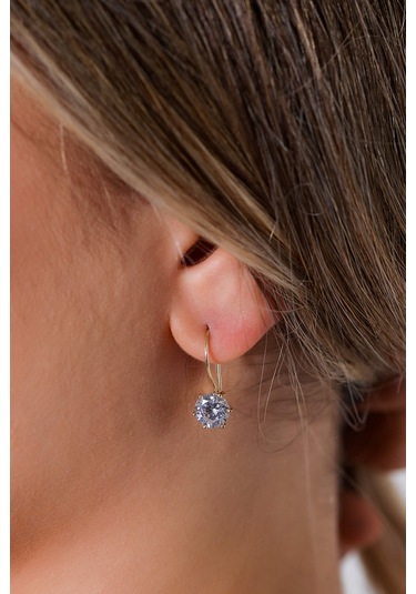 Moom Mücevherat Kadın Tek Taş Sallantılı Küpe 14 Ayar Altın N11.15612