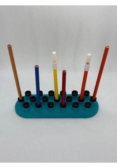 Ceviz Dizayn Standup Kalemlik Ondokuz Gözlü Boya Kalemi Düzenleyici Ressam Kalem Standı