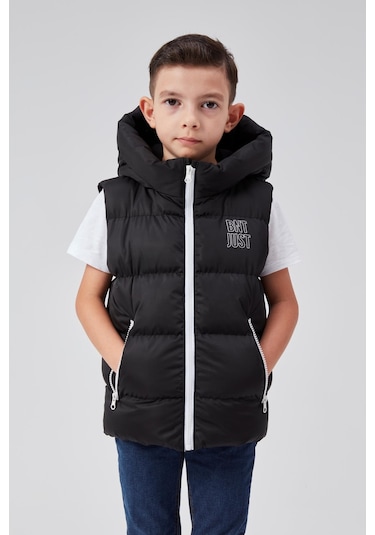 Benitto Kids Kapüşonlu Erkek Çocuk Şişme Yelek 51311 Siyah