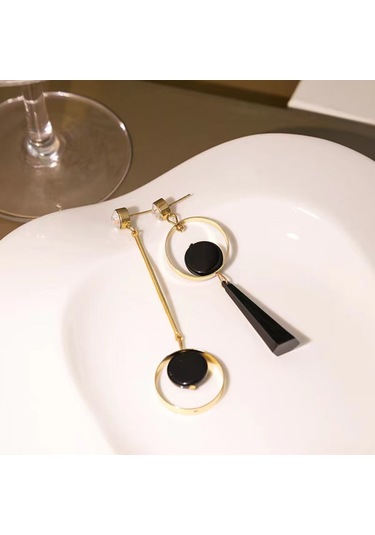 Moveevo Altın Renkli合金材质 Uzun Tek Çubuk Asimetrik Minimalist Geometrik Küpe Gold