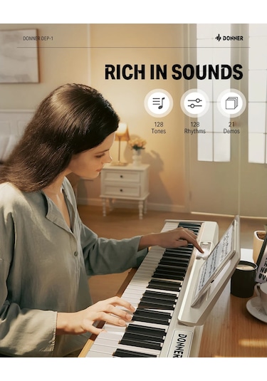 Donner Dep-1 Taşınabilir Dijital Piyano Beyaz