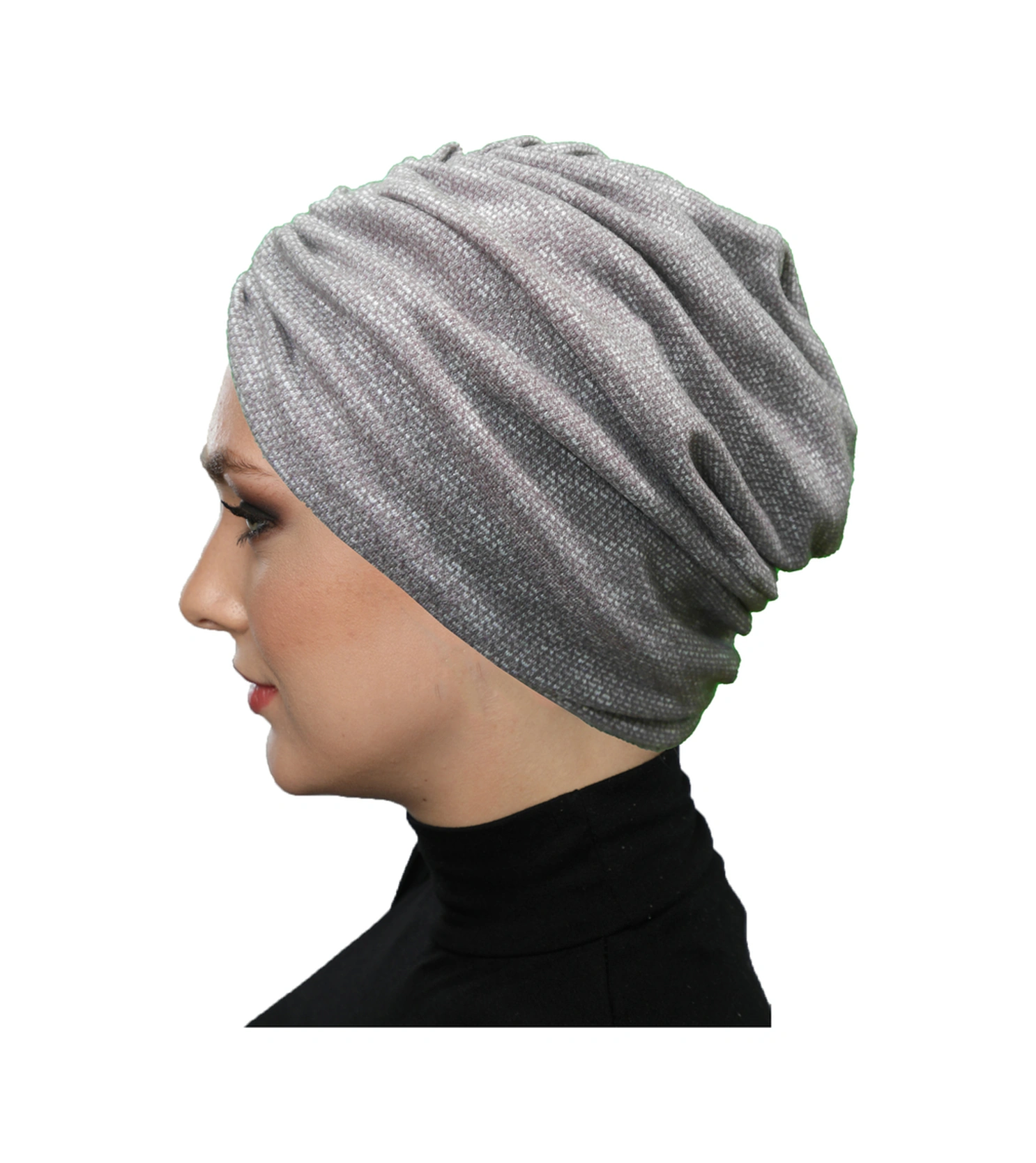 Kırçıllı Desenli Drapeli Gül Kurusu Çift Taraflı Hazır Türban Tesettür Bone Gül Kurusu