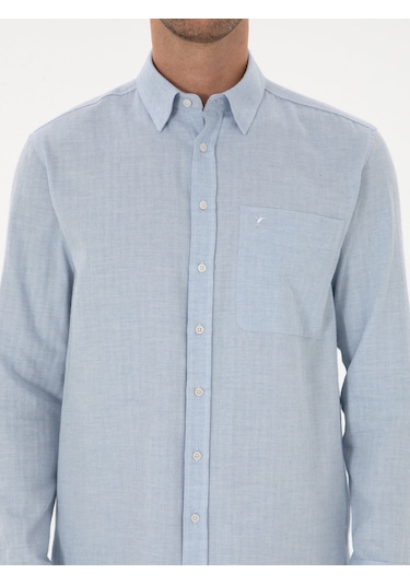 Cacharel Açık Mavi Slim Fit % 100 Pamuk Gömlek Denım