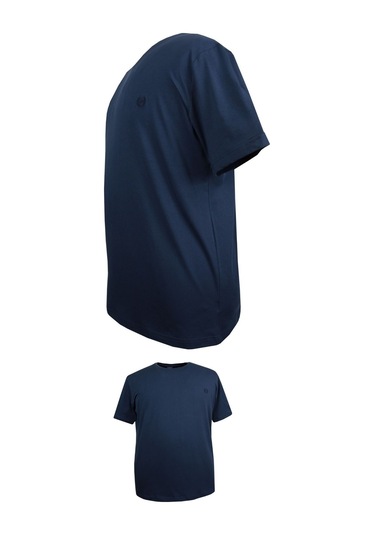 Battal Boy % 100 Pamuk 115 Kilo-150 Kilo Arası İçin Uygun Bedenli Bisiklet Yaka Düz Tişört Lacivert Lacivert