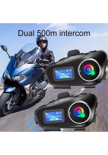 Q58-max Telsiz Özellikli 2 Kişi Bağlantılı Bluetooth Kask Kulaklık Çifti