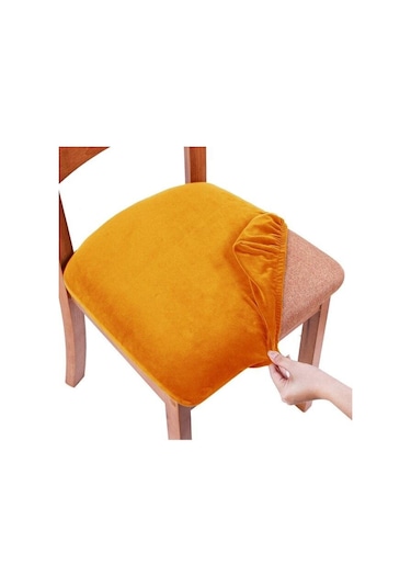 Deve Tüyü Kadife Spandex Yemek Odası Sandalyesi Koltuk Döşemeli Yemek Sandalyesi İçin Çıkarılabilir Yıkanabilir Elastik Yastık Kapakları
