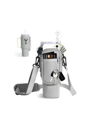 Pazly Stanley Yalıtımlı Su Şişesi Kapağı Çantası Bardak Siyah 505 001 Trendooze Omuz Askısı Ve Pipet İle Siyah