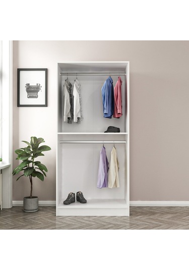 Minar Kale Country 2 Kapak Zincir Dolap -eskitme Beyaz 210cm Beyaz