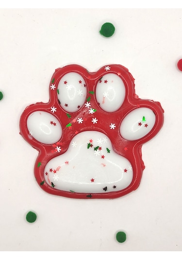 Dev Pati Squishy Taba Squishy Kedi Pati Sıkma 14 Cm Pullu Pati Sukuşi - Kırmızı/beyaz