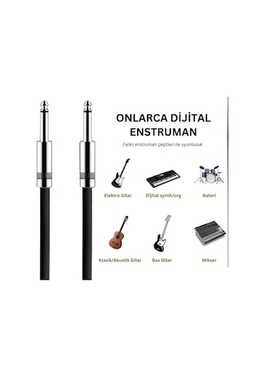 Gitar Jack Kablosu Çelik Uç 3m-elektro Akustik Bas Keman Kemençe