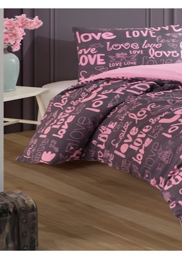 Üntaş Serenat Çift Kişilik Çift Taraflı Love Desen Nevresim Seti Loveçift