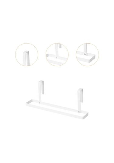 Homyl Mutfak Dolap Kapı Havlusu Tutucu El Çubuğu Depolama Raf Beyaz