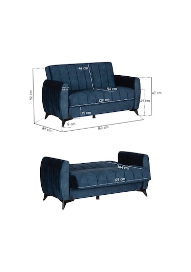 Linda Iki Kişilik Kanepe Yüksek Ayaklı Krem Bej