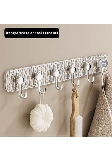 Springsun Şeffaf 6'lı Zımba - Özel Yapışkanlı, Delme Yok, Duvar/kapı Uygun, Giysi/havlu/çamaşır Asma, Dayanıklı Malzeme, Dormitorio/mutfak Kullanıma Uygun Diğer