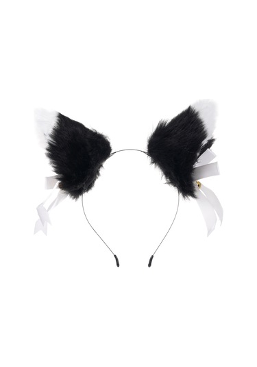 Mufunye Sevimli Tilki Kulaklı Saç Aksesuarı: 2 Farklı Kullanım İmkanı İle Bant Ve Toka Seti, Siyah-beyaz Renk Seçeneği