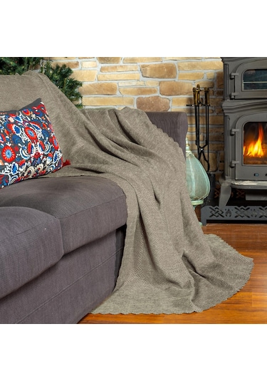 Jakarlı Şönil Koltuk Örtüsü Çekyat Örtüsü Koltuk Şalı 110x175 2 Ad. Kaymaz Kum Beji Kum Beji