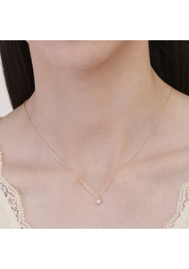 Altınbaş Pembe Taşlı Altın Kolye Klıntgk014-25295
