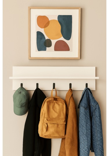 Portmanto Duvar Askılığı Beyaz Beyaz