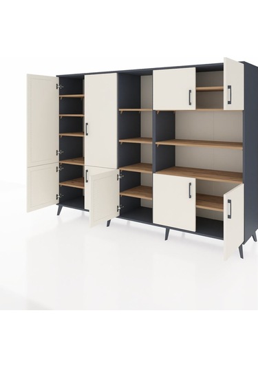 Hyperion Dolap 14 Raflı 9 Kapaklı 220x44x163 Antrasit-aytaşı/çam Antrasit-aytaşı/çam