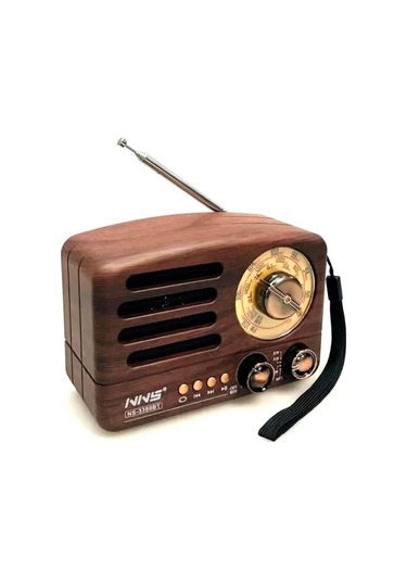 Ns-3380 Küçük Boy Retro, Nostaljik, Ahşap Tasarım Bluetooth Hoparlörlü, Şarjlı, Taşınabilir Büyük Döndürülebilen Düğmeli Fm/am-446