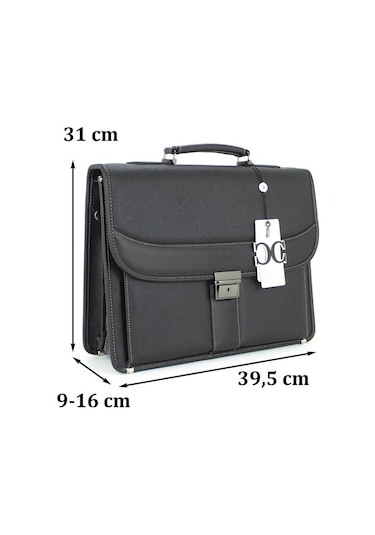 Case Club El Omuz Çantası & Laptop Bölmeli Evrak Çantası 15,6 İnç Kilit Mekanizmalı Siyah
