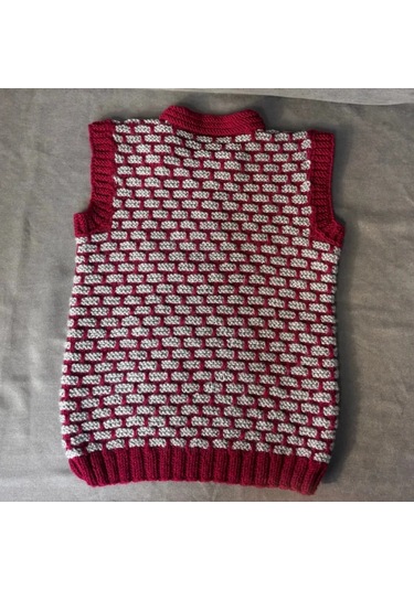 Uretti - Tuğba 9352 - El Örgüsü Gri - Bordo Erkek Çocuk Süveter - 7 -8 Yaş Çok Renkli