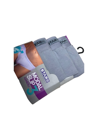 Star 109 Erkek 3'lü Modal Slip Gri