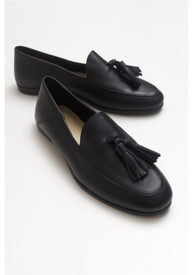 Luvishoes F04 Siyah Cilt Hakiki Deri Ayakkabı Siyah