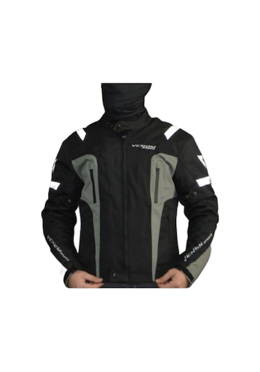 Venom Air Racing Siyah-Gri Motosiklet Ceketi