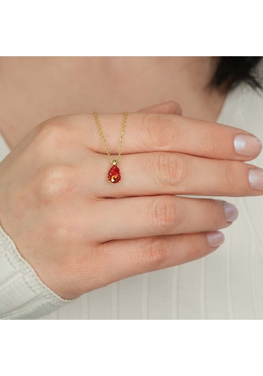 Turuncu Taşlı Gümüş Kolye Gm17