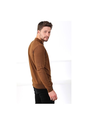 Ferraro Taba Polo Yaka Superfine Erkek Triko Kazak Taba