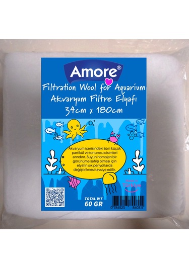 Akvaryum 60gr Silikonsuz Filtre Elyafı 34cm X 180cm Soffice