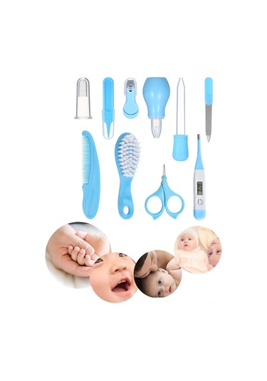 Xindoker Bebek Bakımı Mutfak Seti Mavi - 10 Parça: Tırnak Kırıcı, Tırnak Makası, Dijital Termometre, Eğik Fırça Ve Daha Fazlası