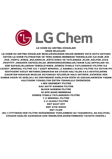 Lg Chem Gold Beyaz 12lt 7 Filtre 14 Aşama Su Arıtma Cihazı