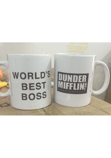 Office Dünyanın En İyi Patronu Kahve Fincanları Ve Kupalar 11 Oz Komik Seramik Çay / Süt / Kakao Kupa Benzersiz Ofis Hediye Kupalar Beyaz Altın