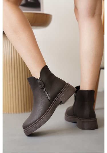 D0899 Soğuk Geçirmez Kışlık Kadın Bot & Bootie Kahverengi