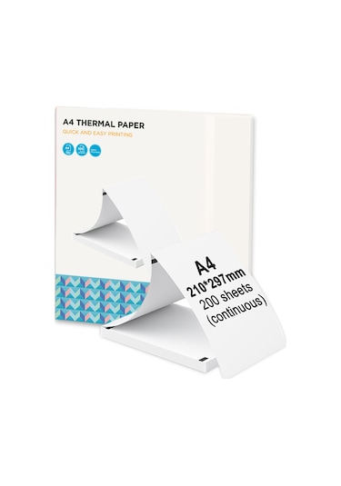 Youtek A4 Termal Yazıcı Kağıdı 200 Yaprak - Suya Ve Yağa Dayanıklı, Peripage A40 Uyumlu