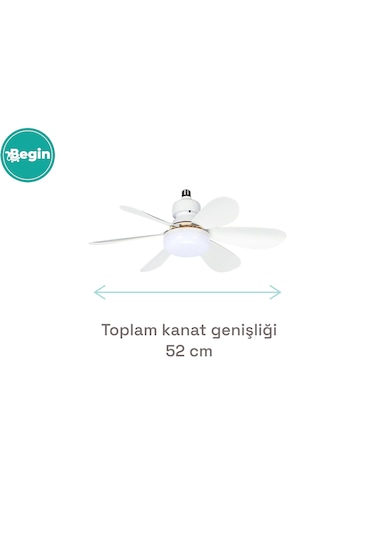 Begin 50w 6 Kanatlı Tavan Vantilatör Led Işıklı Uzaktan Kumandalı