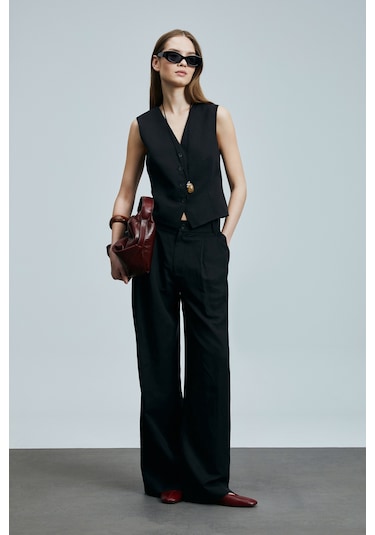 Lufian Asıa Kadın Lyocell Karışımlı Keten Pantolon Siyah Siyah 121190020100100 Siyah