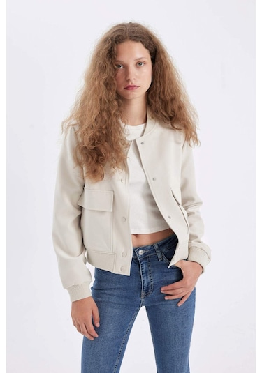 DeFacto Su İtici Kolej Yaka Rüzgar Geçirmez Çıtçıtlı Cepli Kısa Bomber Ceket B3469AX24AUER238