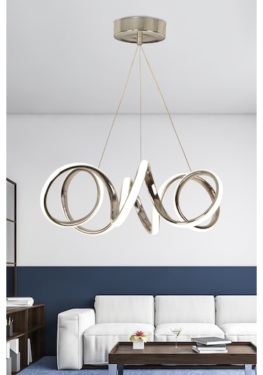 Ransom Kumandalı Dimmerli Kıvrım Ledli Avize Krom